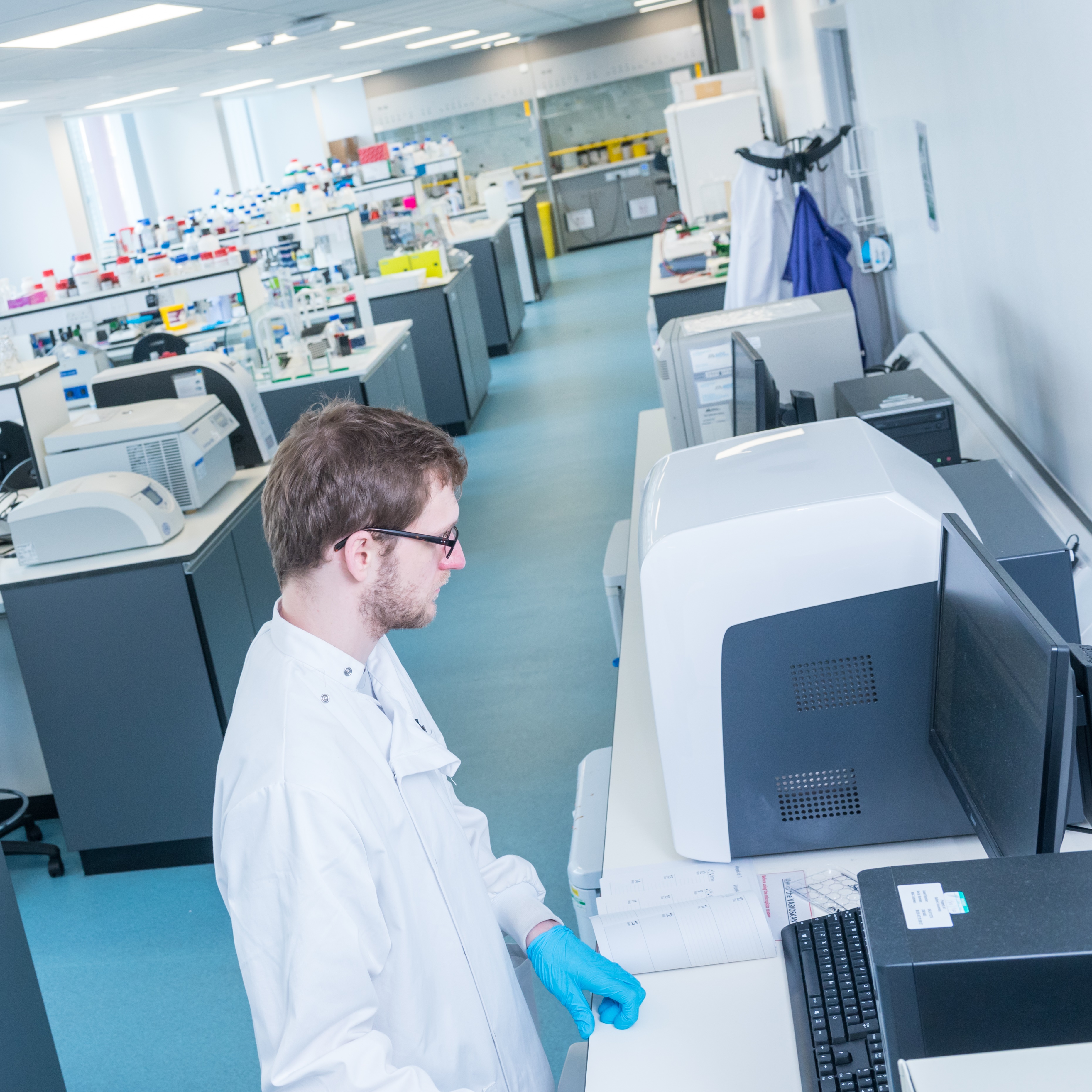 Student working in the Cockcroft Laboratory