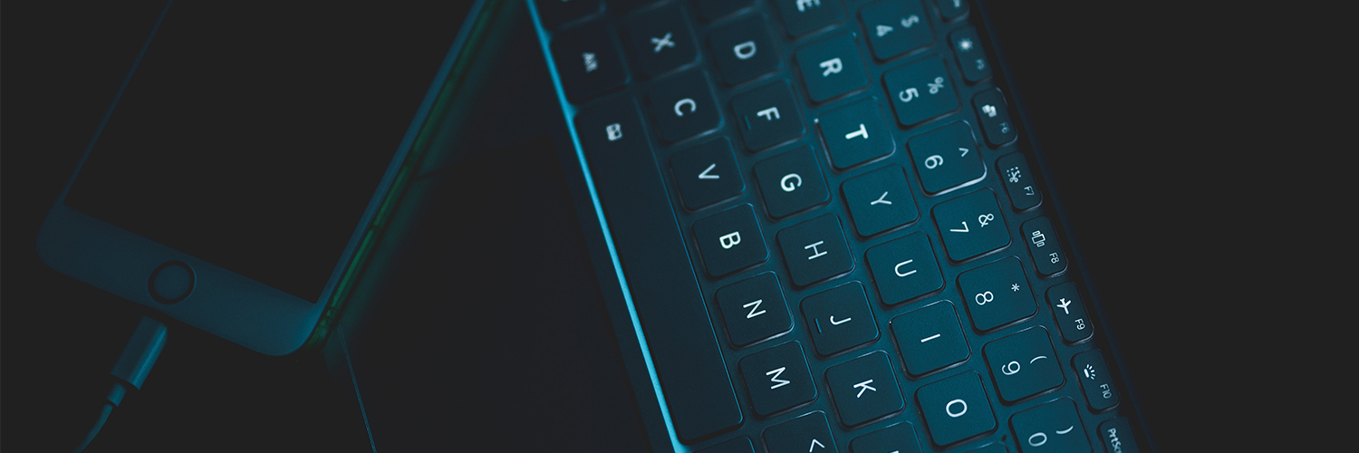 A keyboard and a smartphone