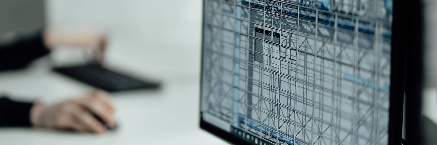 Building blueprint on monitor screen