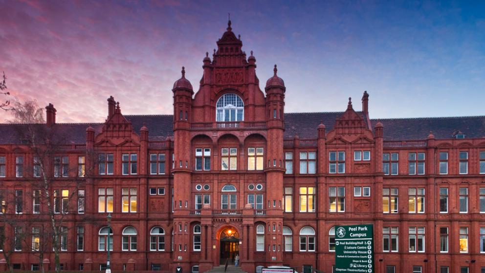 Peel building in the evening