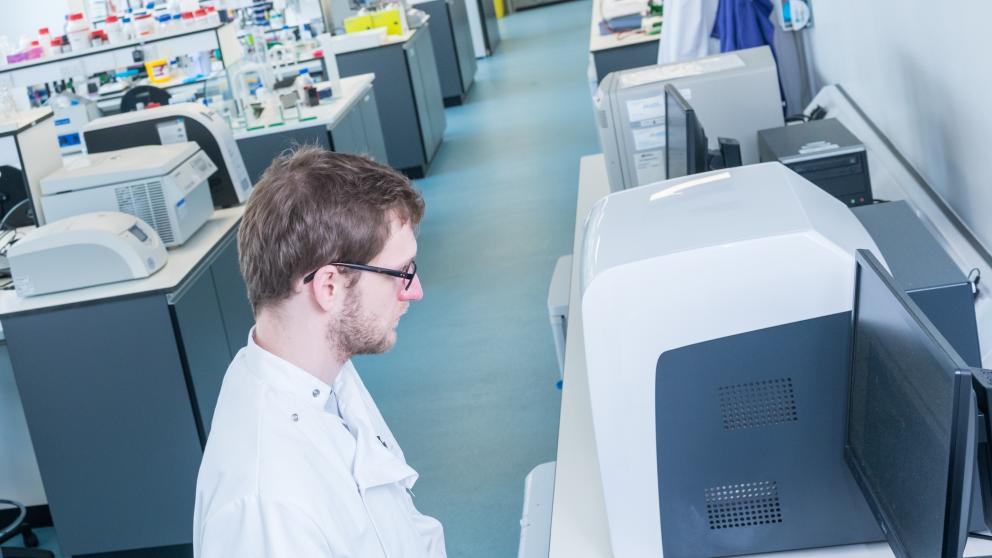 Student working in the Cockcroft Laboratory