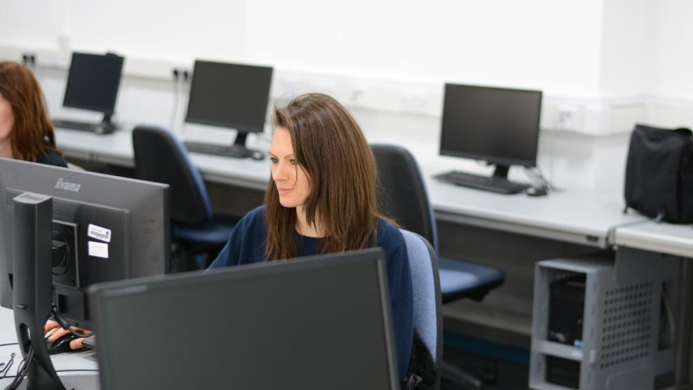 Student working on computer