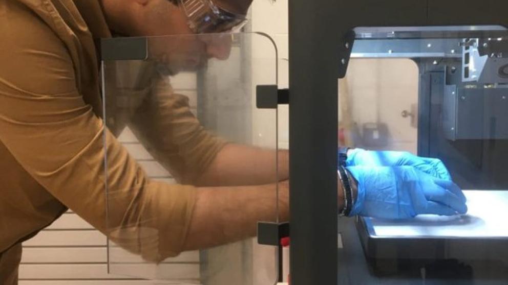 Aeronautic student Muazzam Deen using equipment in the SEE building