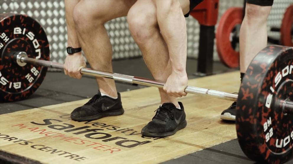 Deadlift weight training in the University of Salford Sports Centre