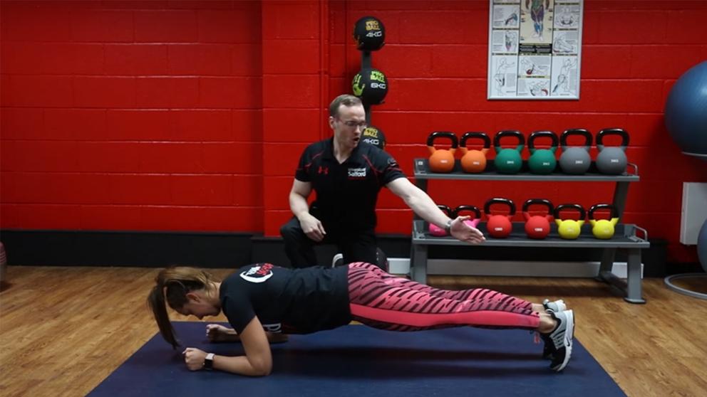 Plank training in the University of Salford Sports Centre