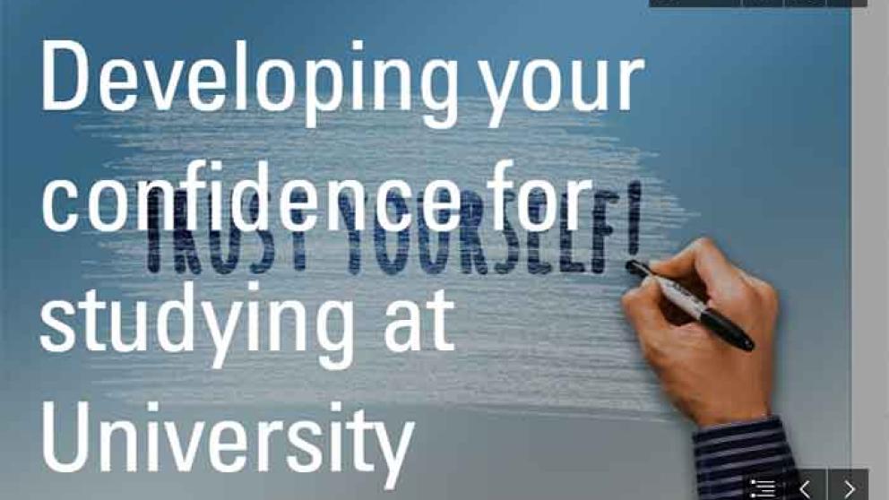 Screenshot from the eLearning resource Developing your confidence for studying at University