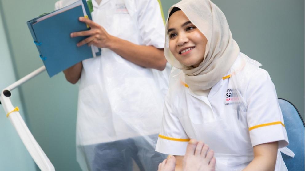 Podiatry student in clinic
