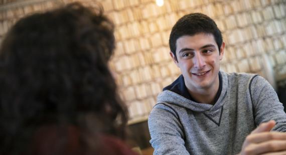Student having a conversation with an advisor