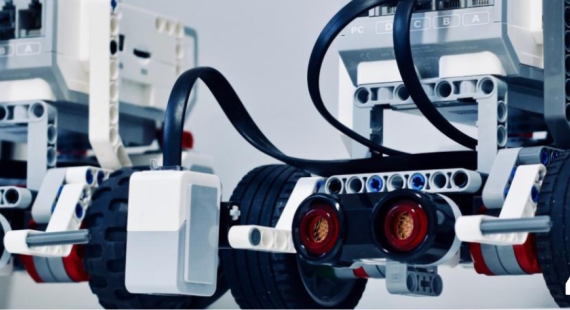 Robots with the business innovation services logo
